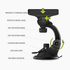 2-1 Car Charger Mount with Qi Wireless Charging built-in cooling fan for iPhone 11 Pro Max, Galaxy S10  rotatable adjustable viewing angle