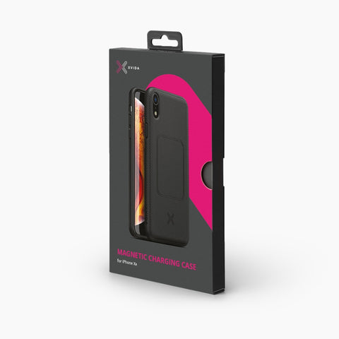 magnetic iPhone XR case with built-in magnets designed for wireless charging in-car mount holder